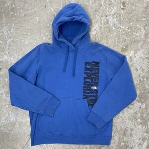 The North Face Hoodie Men Large Blue Spell Out Pullover Hike Outdoors Sweatshirt